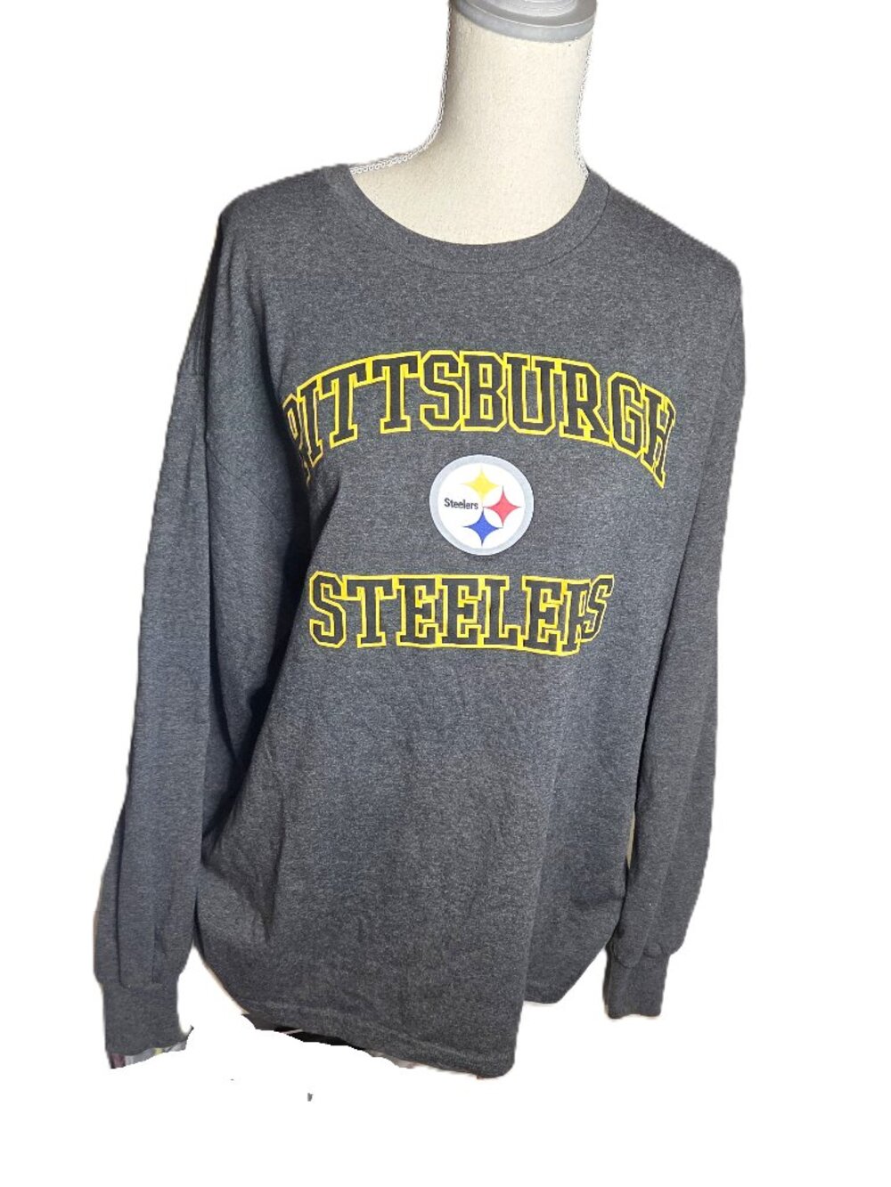 Men's Pittsburgh Steelers XL Long Sleeve Gray Tee T-Shirt NFL Team Apparel